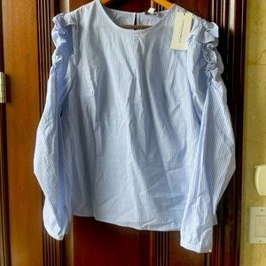 Carolina Belle Blue/White striped cotton Top